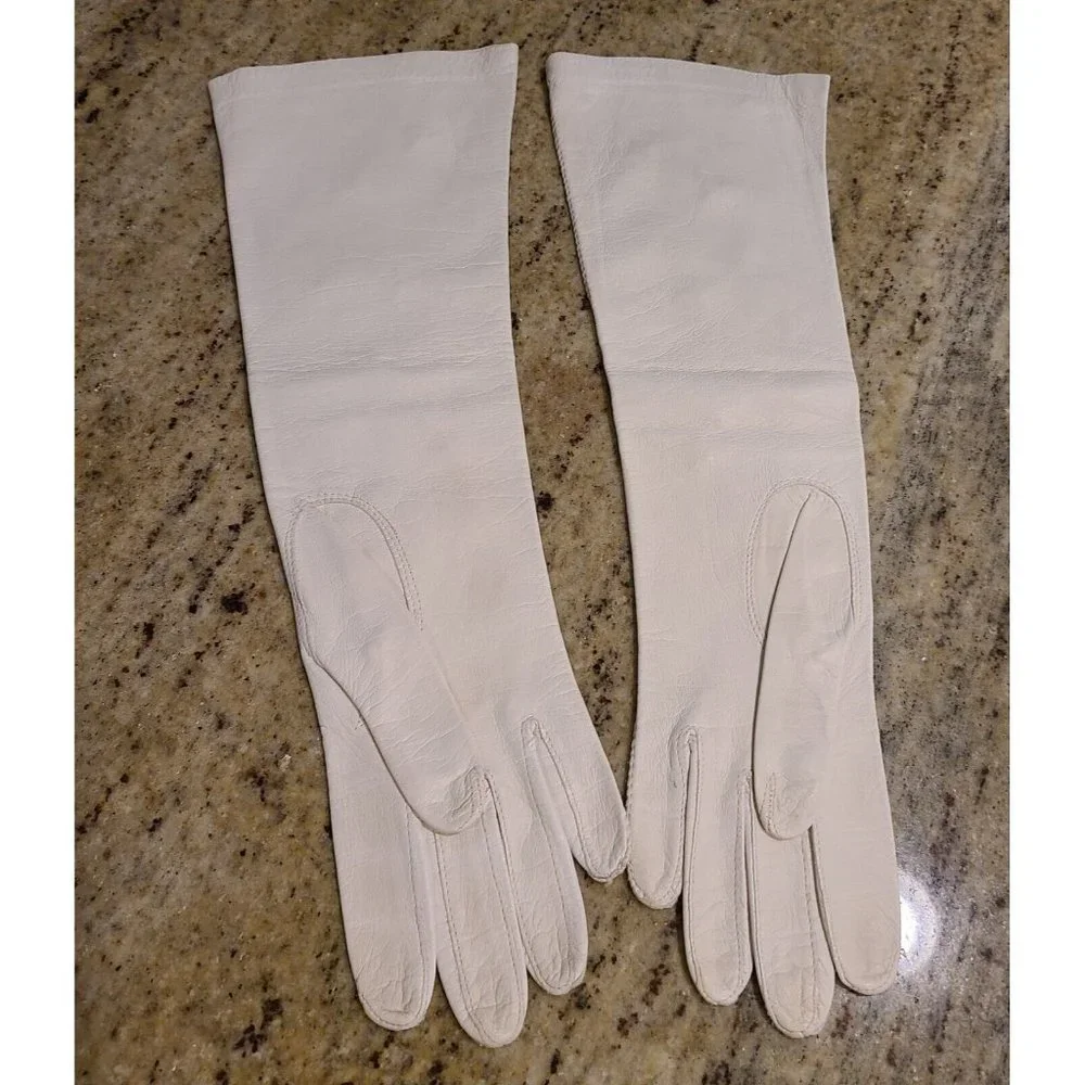 Vintage Size S Off White Soft Leather Formal 14